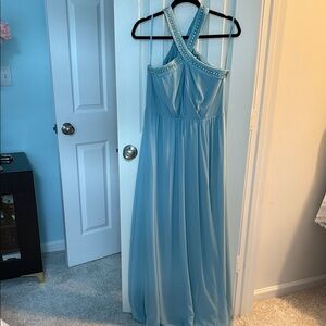 Lulu's Sky Blue Maxi Dress with Embellished Straps